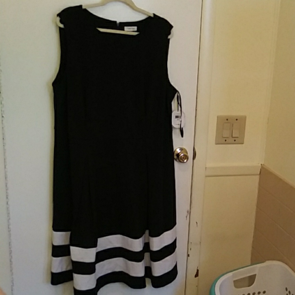 Calvin Klein black and white dress